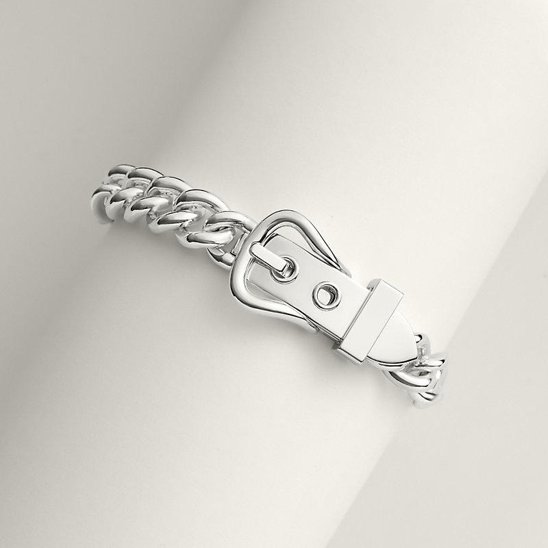 Boucle Sellier Inflexible bracelet, large model - Silver | Hermès USA